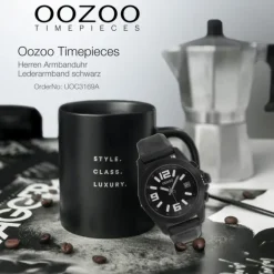 Oozoo Herren Armbanduhr Timepieces Analog Leder schwarz UOC3169A