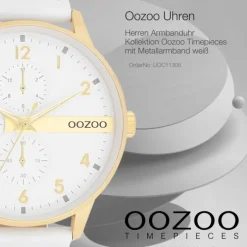 Oozoo Herren Armbanduhr Timepieces Analog Metall weiß UOC11305