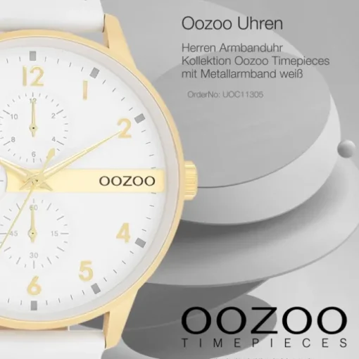 Oozoo Herren Armbanduhr Timepieces Analog Metall weiß UOC11305