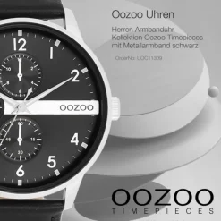 Oozoo Herren Armbanduhr Timepieces Analog Metall schwarz UOC11309