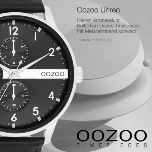 Oozoo Herren Armbanduhr Timepieces Analog Metall schwarz UOC11309