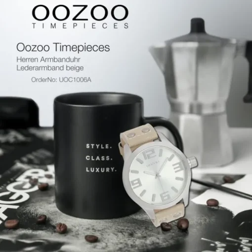 Oozoo Herren Armbanduhr Timepieces Analog Leder beige UOC1006A