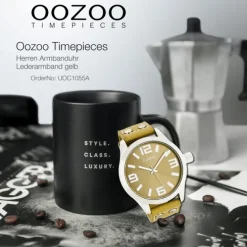 Oozoo Herren Armbanduhr Timepieces Analog Leder gelb UOC1055A