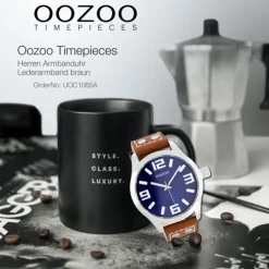Oozoo Herren Armbanduhr Timepieces Analog Leder braun UOC1065A