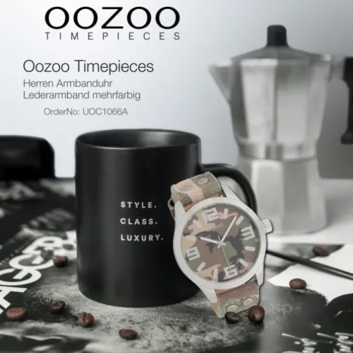 Oozoo Herren Armbanduhr Timepieces Analog Leder mehrfarbig UOC1066A