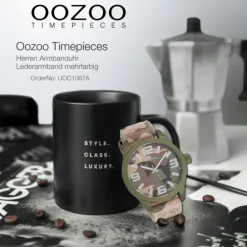 Oozoo Herren Armbanduhr Timepieces Analog Leder mehrfarbig UOC1067A