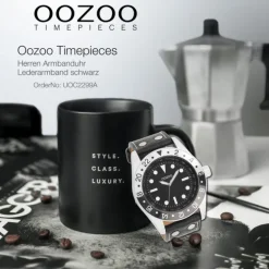 Oozoo Herren Armbanduhr Timepieces Analog Leder schwarz UOC2299A