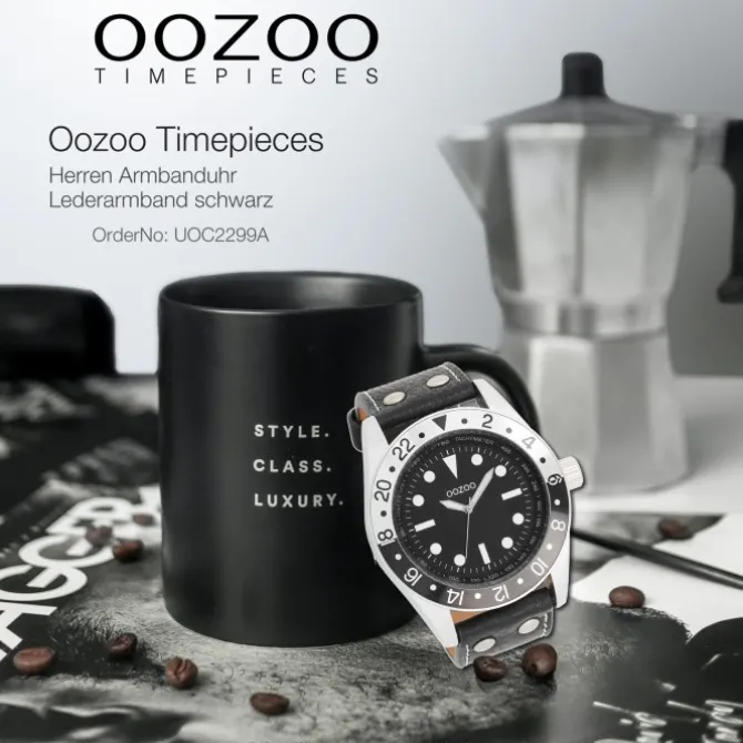 Oozoo Herren Armbanduhr Timepieces Analog Leder schwarz UOC2299A