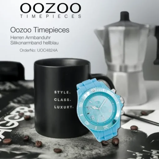 Oozoo Herren Armbanduhr Timepieces Analog Silikon hellblau UOC4824A