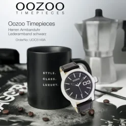 Oozoo Herren Armbanduhr Timepieces Analog Leder schwarz UOC5149A