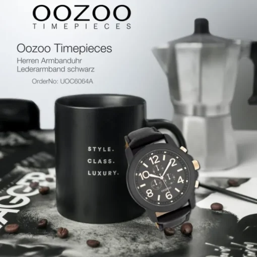 Oozoo Herren Armbanduhr Timepieces Analog Leder schwarz UOC6064A