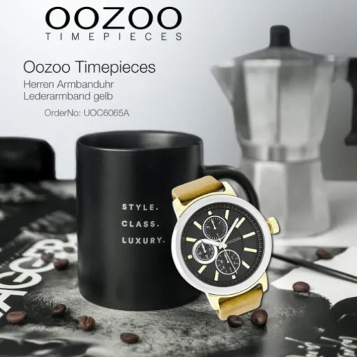 Oozoo Herren Armbanduhr Timepieces Analog Leder gelb UOC6065A