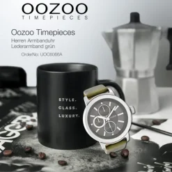 Oozoo Herren Armbanduhr Timepieces Analog Leder grün UOC6066A