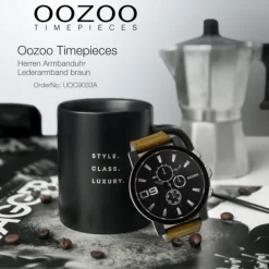 Oozoo Herren Armbanduhr Timepieces C9033A Analog Leder braun UOC9033A
