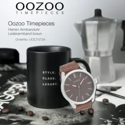 Oozoo Herren Armbanduhr Timepieces Analog Leder braun UOC7073A