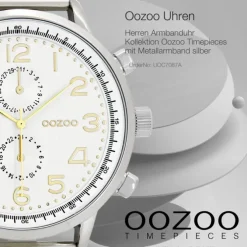 Oozoo Herren Armbanduhr Timepieces Analog Metall silber UOC7087A