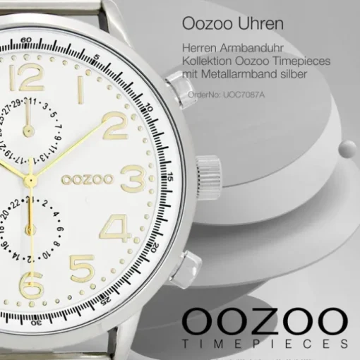 Oozoo Herren Armbanduhr Timepieces Analog Metall silber UOC7087A