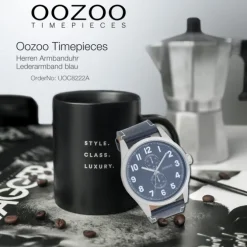 Oozoo Herren Armbanduhr Timepieces Analog Leder blau UOC8222A