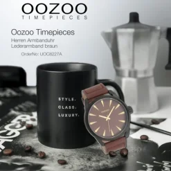 Oozoo Herren Armbanduhr Timepieces Analog Leder braun UOC8227A