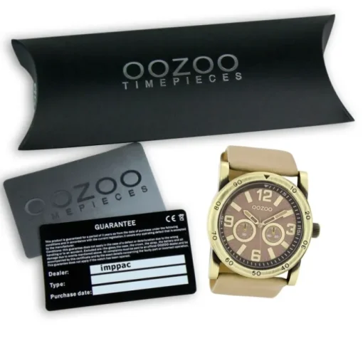Oozoo Herren Armbanduhr Timepieces Analog Leder beige UOC8305A