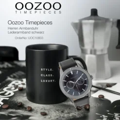 Oozoo Herren Armbanduhr Timepieces C10803 Analog Leder schwarz UOC10803