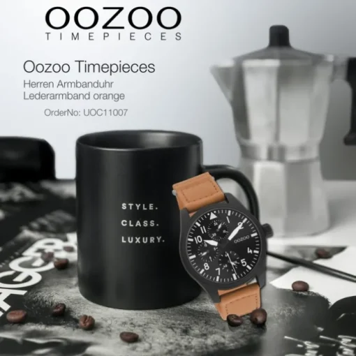 Oozoo Herren Armbanduhr Timepieces C11007 Analog Leder orange UOC11007