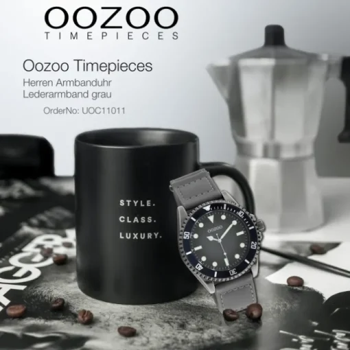 Oozoo Herren Armbanduhr Timepieces C11011 Analog Leder grau UOC11011
