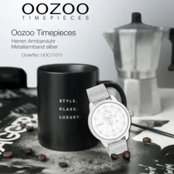 Oozoo Herren Armbanduhr Timepieces C11015 Analog Metall Mesh silber UOC11015