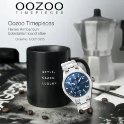 Oozoo Herren Armbanduhr Timepieces C10955 Analog Edelstahl silber UOC10955