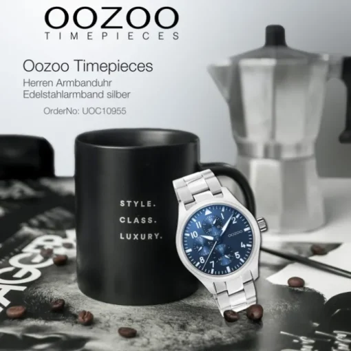Oozoo Herren Armbanduhr Timepieces C10955 Analog Edelstahl silber UOC10955