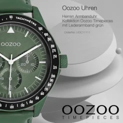 Oozoo Herren Armbanduhr Timepieces Analog Leder grün UOC11111