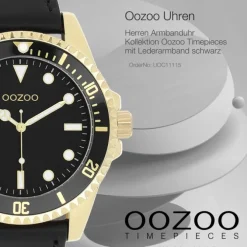Oozoo Herren Armbanduhr Timepieces Analog Leder schwarz UOC11115