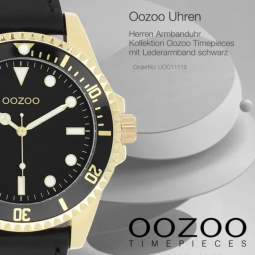 Oozoo Herren Armbanduhr Timepieces Analog Leder schwarz UOC11115