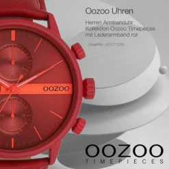 Oozoo Herren Armbanduhr Timepieces Analog Leder rot UOC11226