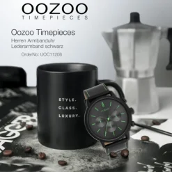 Oozoo Herren Armbanduhr Timepieces Analog Leder schwarz UOC11208