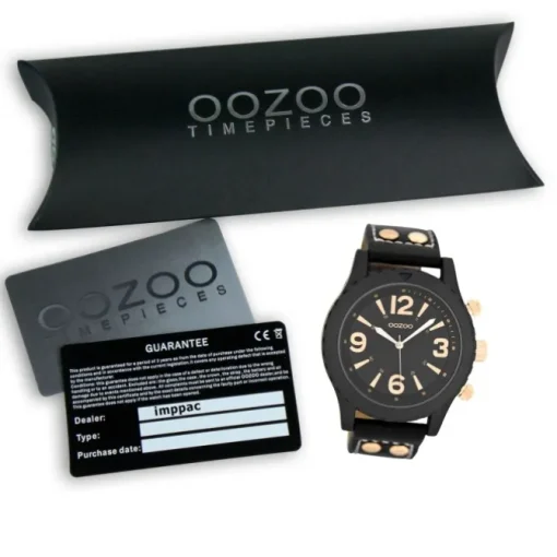Oozoo Herren Armbanduhr Timepieces Analog Leder schwarz UOC6114A