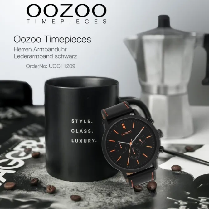 Oozoo Herren Armbanduhr Timepieces Analog Leder schwarz UOC11209