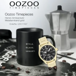 Oozoo Herren Armbanduhr Timepieces Analog Metallband gold UOC11507