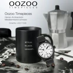 Oozoo Herren Armbanduhr Timepieces Analog Metallband schwarz UOC11508