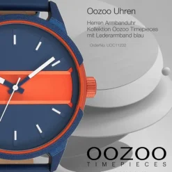 Oozoo Herren Armbanduhr Timepieces Analog Leder blau UOC11232