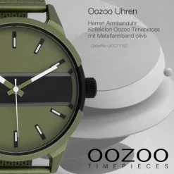 Oozoo Herren Armbanduhr Timepieces Analog Metall Mesh olive grün UOC11107