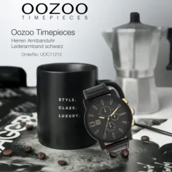 Oozoo Herren Armbanduhr Timepieces Analog Leder schwarz UOC11212