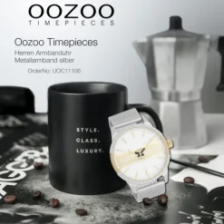Oozoo Herren Armbanduhr Timepieces Analog Metall Mesh silber UOC11106