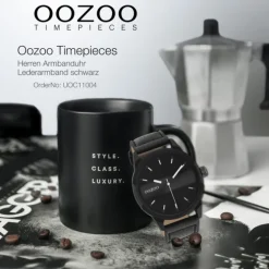 Oozoo Herren Armbanduhr Timepieces C11004 Analog Leder schwarz UOC11004