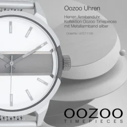 Oozoo Herren Armbanduhr Timepieces Analog Metall Mesh silber UOC11105