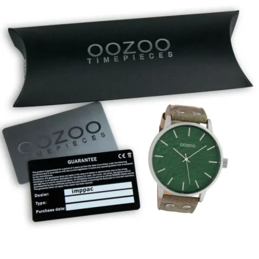 Oozoo Herren Armbanduhr Timepieces Analog Leder camouflage grün UOC10460