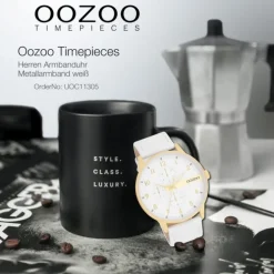 Oozoo Herren Armbanduhr Timepieces Analog Metall weiß UOC11305