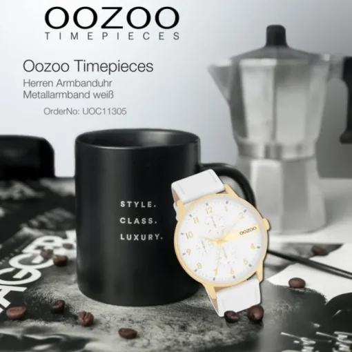 Oozoo Herren Armbanduhr Timepieces Analog Metall weiß UOC11305