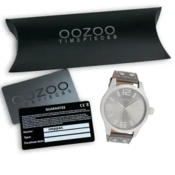 Oozoo Herren Armbanduhr Timepieces Analog Leder grau UOC1007A