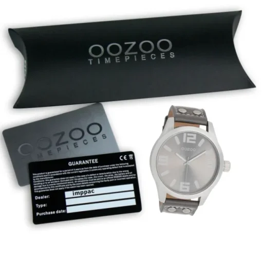 Oozoo Herren Armbanduhr Timepieces Analog Leder grau UOC1007A